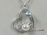spp056 sterling silver heart pendant nacklace with freshwater pearl