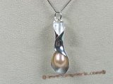 spp060 wholesale pink tear-drop pearl 925 silver horn pendant