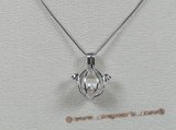 spp061 sterling 7-8mm AAA white round pearl cage pendant