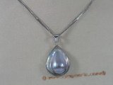 spp063 Sterling silver tear-drop mabe pearl pendant jewelry