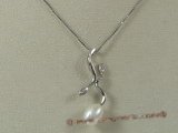 spp065 Sterling silver pendant with 7-8mm white rice pearl