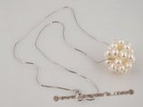 spp075 sterling silver and White Seed Pearl Cluster necklace