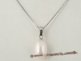 spp093 925silver Pendant neklace dangle with 8-9mm oval drop pearl