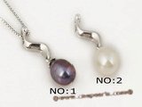 spp101 Fashion sterling silver 7-8mm teardrop pearl S shape pendant