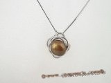 spp136 wholesale 12-13mm coffee color nugget pearl pendant in sterling silver