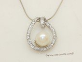 spp141 wholesale 8-9mm round pearl 925silver oval designer pendant