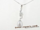 spp148 10-11mm grey oval drop pearl 925 silver pendants with zircons inlayed