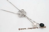 spp153 sterling silver flower design pearl pendant with 7-8mm oval drop pearl,18inch