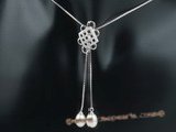 spp154 7-8mm teardrop pearl sterling silver pendant necklace in chinese knot disgn