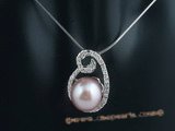 spp156 10-11mm freshwater bread pearl 925 silver pendants inlayed with zircons