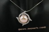 spp181 11-12mm pink bread pearl pendant in sterling silver