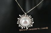 spp188 Elegant 10-11mm grey bread pearl sterling silver flower pendant