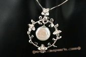 spp190 Timeless 925silver 12-13mm white coin pearl pendant