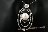 spp192 12-13mm Large bread pearl circle 925silver pendant