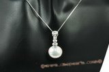 spp197 13-14mm white coin pearl pendant in sterling silver