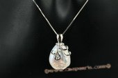 spp207 Sterling Silver 17-18mm Baroque Coin Pearl Pendant Necklace