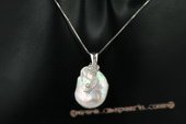spp208 Trendy 17-18mm Baroque Coin Pearl 925silver Pendant