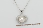 spp218 Sterling Silver 9.5-10mm Bread Pearl Pendant in Heart design