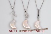 Spp335 Unique 10*20mm Moon Shape Coin Pearl Sterling Silver Pendant