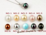 sppd014 10mm round shell pearl with sterling silver pendant in black color