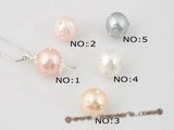 sppd021 Sterling silver sparkling round shell pearl pendant in wholesale