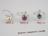 spr005 sterling silver 7.5-8mm pearl &zircon beads rings, us size 7