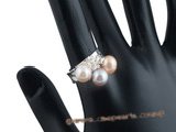 spr039 wholesale 7-8mm round pearl combine with Sterling Silver expandable ring