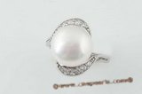 spr040 Modern Sterling Silver 12-13mm white bread pearl ring