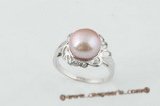 spr048 Timeless 10-10.5mm large bread pearl flower ring in purple color