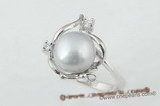 spr049 Delicate 10-11mm grey bread pearl sterling silver wedding ring