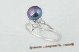 spr052 Sterling silver 7-7.5mm black bread pearl designer ring