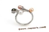 spr116 925Silver Colorful Rice Shape Pearl Ring in Calyx design
