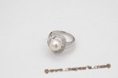 spr119 Sterling Silver White Freshwater Bread Pearl Heart Shape Ring