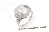 spr121 Sterling Silver Design Ring with 13-14mm Coin Pearl