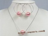 spset029 seashell pearl pendant necklace&earrings set in wholesale