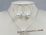 spset031 Shell pearl pendant necklace&earrings set in wholesale