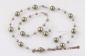 Spset068 Stunning Olivine Round Shell Pearl Bridal Jewelry Set