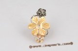 sr006 Silver-toned Carve Flower Shell Adjustable Ring