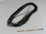 ssc019 16 inch black rubber cord chain 925silver Spring ring clasp