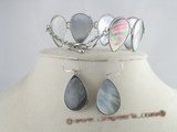 sset005 15*25mm tear-drop mother of pearl shell bracelets and earrings set