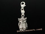 stp008 Owl design bracelet charm in sterling silver
