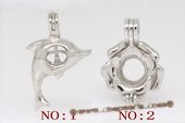 Swpm002 925silver Wish pearl pendants (cages) in flower or dolphin design