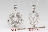 Swpm003 Sterling Silver Wish Pearl Cage Pendants in Flower Design