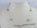 tcpn008 Handcrafted 16-inch sterling Tin Cup gem stone Necklace with 8mm chinese jade beads
