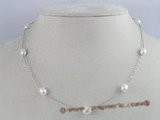 tcpn012 Tin Cup Pearl Necklace 16 Inch White rice shape freshwater Pearls
