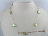 tcpn020 Sterling silver 17 inch green coin pearl  Tin cup necklace
