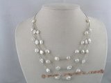 tcpn029 7*10mm keshi Cultured Pearl tin cup layer necklace