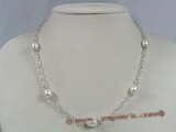 tcpn051 Sterling silver 8-9mm white rice shape pearl Tin cup necklace
