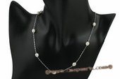 tcpn055 6-7mm freshwaer rice pearl and alloy chain tin-cip necklace