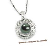 thpd009 Stunning 925silver Tahitian South Sea Pearl &  Swarovski CZ's Passion Pendant